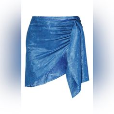 Brighten Up Your Weekend Look With This Mini Skirt. Featuring A Blue Satin Material With Tie Side Detailing In A Mini Length, Team This Skirt With The Matching Crop Top And Bright Heels For A Look We're Loving. Length Approx 44cm/17.5" (Based On A Sample Size Uk 8) Model Wears Size Uk 8/ Eu 36/ Aus 8/ Us 4 Model Height - 5ft 6" Fitted Asymmetrical Blue Bottoms, Blue Fitted Skirt With Asymmetrical Hem, Elegant Asymmetrical Party Skort, Asymmetrical Blue Skirt For Summer, Fitted Blue Wrap Skirt For Beach, Blue Asymmetrical Denim Skirt, Fitted Blue Wrap Skirt For The Beach, Elegant Asymmetrical Hem Skort For Summer, Blue Short Skirt For Night Out