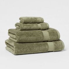 five towels stacked on top of each other