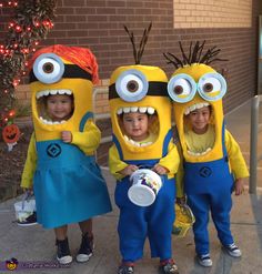 three children dressed up as minion characters