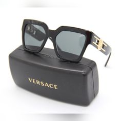 Model: Versace Ve4458 Gb1/87 Condition: New Frame Color: Black Lens Color: Gray Frame Material: Acetate Size: 54-19&135 Made In Italy Item Included: Authentic Eyewear, Certificate Of Authentic, Original Case, Cloth, Box Next Business Day Shipping Brand New With Full Package Authentic Eyewear With Certificate Luxury Black Tinted Sunglasses, Luxury Black Polarized Sunglasses, Designer Black Square Frame Sunglasses, Model Versace, Versace Shades, Versace Eyewear, Versace Glasses, Silver Sunglasses, New Frame