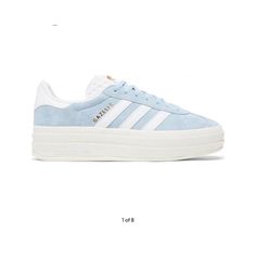 The Adidas Women’s Gazelle Bold ‘Clear Sky’ Reworks The Iconic Silhouette With Soft Suede In A Pastel Blue Finish. The Upper Is Accented With White Leather Detailing On The Back Tab And Serrated Three-Stripes. ‘Gazelle’ Is Stamped On The Lateral Quarter Panel In Gold Foil Lettering, Matching The Printed Adidas Tag That Embellishes The Tongue. The Sneaker Rides On A Triple-Stacked Midsole In A Vintage Off-White Finish. Purchased From Goat And Missed The Return Window. They Are Too Big Brand New W Gazelle Bold, Adidas Baby, Adidas Tennis Shoes, Adidas Shoes Women, Mia Shoes, Clear Sky, Shoes Summer, Jewelry Outfit, Adidas Gazelle