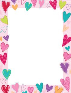 a pink frame with hearts on it