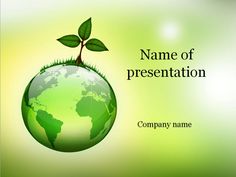 a green globe with a plant growing out of it on top of the word name of presentation