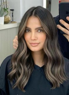 Balayage For Brown Skin, Black Hair Balayage Asian, Hair Color For Medium Skin Tones, Bronde Balayage Short Hair, Hair Colors For Olive Skin, Cool Toned Brunette, Dark Brown Hair Balayage, Wedding Hair Colors, Black Hair Balayage