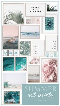 a collage of photos with the words summer art prints