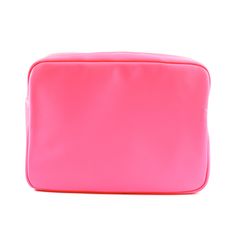 100% Nylon Hot Pink Zip at top Light weight Gold metal hardware Dimensions: 8"Hx11"Lx5"D Our large pouch is perfect to fit all your cosmetics. It is the perfect size to put in your bag for your day by day errands or to travel away in your carry on. Feel free to personalize your own :) Rectangular Zipper Pouch Travel Case, Pink Zipper Pouch Travel Accessories For Daily Use, On-the-go Laptop Sleeve Pouch Bag, Functional Storage Pouch Bag, Functional Rectangular Cosmetic Bag For Organization, Modern Rectangular Organizers With Removable Pouch, Modern Rectangular Organizer With Removable Pouch, Pink Rectangular Pouch For Storage, Pink Zipper Pouch Case For Everyday Use