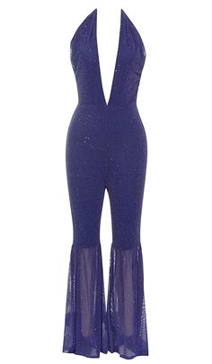 HALTER NECK BACKLESS FLARE LEG JUMPSUIT Glamorous Stretch Jumpsuits And Rompers For Night Out, Stretch Party Overalls And Rompers, Stretch Party Overalls, Stretch Overall Jumpsuits And Rompers For Party, Stretch Overall Bodysuit For Party, Skz Outfits, Flare Leg Jumpsuit, Sparkly Jumpsuit, Satin Corset Dress