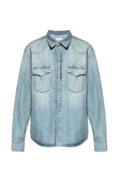 Composition: 100% Cotton Spring Denim Blue Shirt With Patch Pockets, Denim Shirt With Patch Pockets For Spring, Light Wash Tops With Patch Pockets For Spring, Light Wash Spring Top With Patch Pockets, Swiss Luxury, Blue Denim Shirt, Barbour Steve Mcqueen, Steve Mcqueen, Light Blue Denim