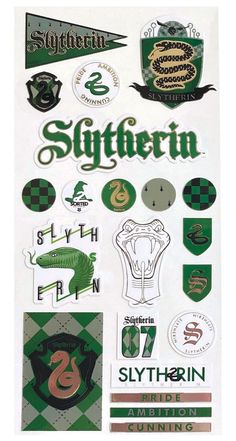 some stickers that are on the side of a white paper sheet with green and black designs