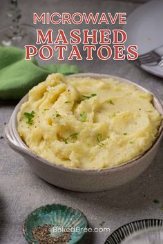 mashed potatoes in a bowl with the title above it