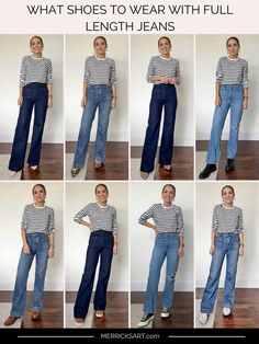 Women Straight Jeans Outfit, How To Style Wide Legged Jeans, Full Length Jeans Outfit, Straight Wide Leg Jeans Outfits, Straight Fit Jeans Outfit Women, How To Wear Straight Leg Jeans Outfits, What Shoes To Wear With Wide Leg Jeans, Womens Jeans Outfits, Straight Jeans Outfit Casual