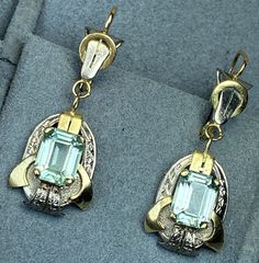 Fine Jewellery Earrings, Aquamarine, Yellow White, Jewelry Watches, Dangle Earrings, Fine Jewelry, Art Deco, Jewelry Earrings, Yellow Gold