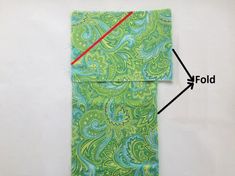 an image of a folded piece of fabric with the red line going through it to show where the end of the pocket is