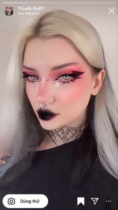 Cute Demon Makeup, Pastel Goth Makeup Tutorial, Babymetal Makeup, Egirls Makeup, Makeup And Hairstyles, Pastel Goth Makeup, Goth Makeup Tutorial, Festive Makeup, Bold Makeup Looks