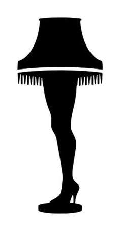 a black and white silhouette of a woman's leg with a lamp on it