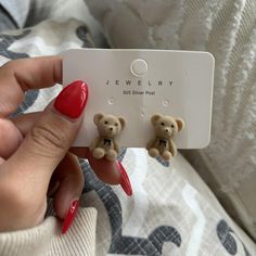 Brown teddy bear stud earrings #kidcore Brown Teddy Bear, Kid Core, Accessories Jewelry Earrings, 925 Jewelry, Women Accessories Jewelry, Women's Jewelry, Women's Accessories, Jewelry Accessories, Free People