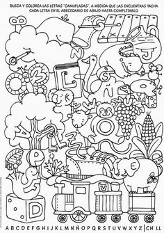 a black and white coloring page with an image of children's drawings on it