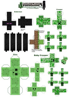 papercraft minecraft baby creeper crafting kit with instructions to make and print