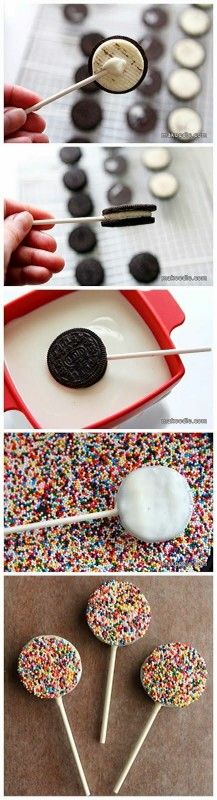 the process for making oreo pops is shown