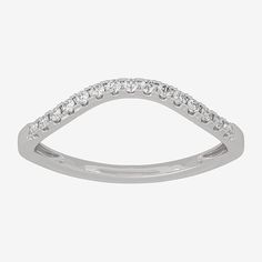 Ring Style: Bands, Stackable Rings, Ring Enhancers, Wedding BandsFeatures: Certified Diamonds, StackableDiamond Clarity: Si1-Si2Setting: ProngShape: CurvedStone Cut: RoundDiamond Color: H-IMetal Color: WhiteRounded Carat Weight: 1/8 Ct. T.w.Band Width: 2mmStone Type: 15 Lab Grown DiamondAuthenticity: Lab Grown DiamondMetal: 10k White GoldCountry of Origin: Imported White Half Eternity Band For Formal Occasions, Formal White Half Eternity Band, Silver Half Eternity Diamond Ring For Marriage, Half Eternity Diamond Ring For Marriage, Modern White Diamond Ring For Wedding, Formal Cubic Zirconia Couple Rings With Diamond Accents, Formal Couple Rings With Cubic Zirconia Accents, Modern Wedding Diamond Ring With Halo Design, Formal Diamond White Bridal Ring Sets