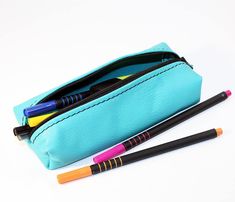 Leather Pencil Case. FREE SHIPPING WORLDWIDE! A perfect case for storing pens and pencils!Great for every student! Very convenient and functional pen case. Material: leather. Color: Ocean blue. Size: Height: 18cm Width: 6 cm Depth: 4 cm If you have some questions please write! Leather Pencil Pouch, Blue Pencil Case, Leather Pencil Case, Utility Belt, Belt Pouch, Credit Card Wallet, Leather Cuffs Bracelet, Pencil Pouch, Pen Case