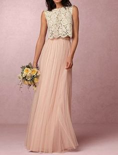 Chic Pink Wedding Skirt, Bridesmaid Separates, Bhldn Bridesmaid, Gonna In Tulle, Wedding Dresses Blush, Look Formal, Lace Bridesmaids, Bridal Separates, Pink Bridesmaid Dresses