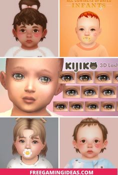 the baby's eyes are all different colors and sizes