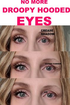 MAKEUP FOR DROOPY HOODED EYES - MAKEUP FOR MATURE SKIN Droopy Hooded Eyes, Mata Hooded, Eyeshadow Brown Eyes, Makeup For Hooded Eyelids, Eye Makeup For Hooded Eyes, Eyeshadow For Hooded Eyes, Hooded Eye Makeup Tutorial, Droopy Eyelids, Droopy Eyes