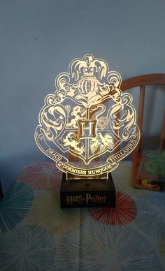 a harry potter lamp sitting on top of a table