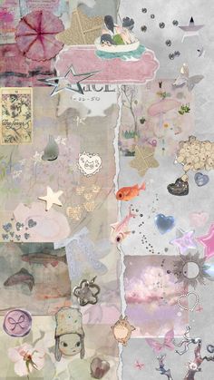 an altered collage with many different items on it