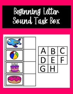 the beginning letter sound task box is shown