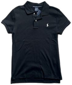 Casual Fitted Polo Shirt By Ralph Lauren, Casual Fitted Ralph Lauren Polo Shirt, Ralph Lauren Fitted Casual Polo Shirt, Fitted Black Ralph Lauren Top, Ralph Lauren Tops, Ralph Lauren Polo, Logo Color, Polo By Ralph Lauren, Short Sleeve Shirt