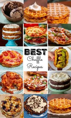 many different types of waffles are shown in this collage with the words best waffle recipes