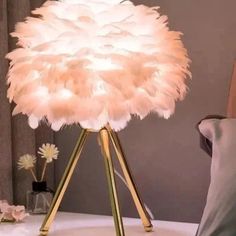 a lamp that is on top of a table