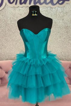 A-Line Turquoise Corset Tiered Short Homecoming Dress Sweet 16 Dress With Ruffles And Fitted Bodice, Party Mini Dress With Ruffles Overbust, Sweet 16 Dresses With Ruffles And Sweetheart Neckline, Sweet 16 Dresses With Sweetheart Neckline And Ruffles, Sweet 16 Dress With Ruffles And Sweetheart Neckline, Sweet 16 Ruffled Dresses With Sweetheart Neckline, Corset Dress With Sweetheart Neckline And Ruffles, Sweetheart Neckline Mini Dress With Corset Back For Homecoming, Ruffled Mini Dress With Fitted Bodice For Prom