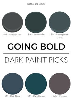 the different shades of dark paint are shown