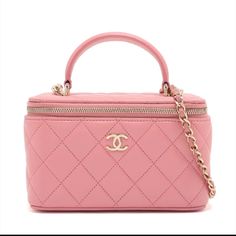 In Pristine Condition (Pre Loved ) Chanel Matelasse Lambskin Chainshoulder Bag Vanity Pink Gold Metal Size(Cm) Height:10 Length:16 Depth:8 Shoulder Height:59 Handle Height:5.5 Size(Inch) Height:3.9inch Length:6.3inch Depth:3.1inch Handle Height:2.2inch Shoulder Height:23.2inch Vanity Pink, Chanel Bags, Metal Color, Pink Gold, Chanel Bag, Pink And Gold, Gold Metal, Vanity, Chanel