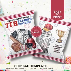 two baseball themed birthday pillows with the words,'happy birthday to you and an image of