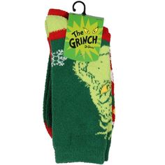 Step into the holidays with a mischievous twinkle in your toes with our exclusive Dr. Seuss GRINCH-themed crew socks! This festive 2-pack artfully captures the whimsical world of Whoville, allowing you to flaunt either side of GRINCH – be it his "Naughty" sneer or his "Nice" post-heart-growth grin. Made with a luxurious blend of 98% polyester and 2% spandex, these socks are not only visually appealing but also promise an unparalleled comfort experience. Fun Christmas Gift Socks, Green Novelty Socks For Winter, Playful Green Socks For Stocking Stuffers, Novelty Multicolor Socks For Stocking Stuffers, Multicolor Novelty Socks For Stocking Stuffer, Playful Christmas Socks For Stocking Stuffers, Novelty Red Socks For Winter, Red Novelty Socks For Winter, Playful Green Winter Socks