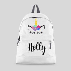 Personalised Unicorn Backpack with ANY NAME- Kids Children Teenagers School Student rucksack - Back To School Bag Backpack -#CBPFU ►Zippered front pocket ►Padded back panel ►Padded adjustable shoulder straps ►Grab handle ►Dimensions: 38 x 28 x 19cm  ►Capacity: 14 litres We also sell many other Personalized Gifts, Accessories and Matching Shirts. Check out our other items We dispatch all our orders from the UK and we ship worldwide. Orders are usually dispatched within 1-2 working days using Royal Mail for UK orders and Royal Mail Air service for international orders. **Please check your order details and shipping address on your cart carefully before making payments.** If you have any other questions send us a message and we will be happy to help. © Oh My Print Designs. All rights reserved Baby Boy Nike, Backpack Ideas, Back To School Bag, Personalized Backpack Kids, Pretty School Supplies, Unicorn Life, Unicorn Fashion, Birthday Goodie Bags, Unicorn Backpack