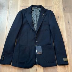 New With Tags Size 38/48 Jersey Jacket, Blazer Suit, Color Blue, Louis Vuitton, Monogram, Blazer, Wool, Tags, Blue