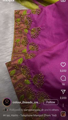 Simple Thread Aari Work Design, Simple Thread Work Blouse Designs, Thread Work Blouse, Aari Blouses, Dress Designs For Stitching, Boat Neck Blouse Design, Cotton Blouse Design, Latest Blouse Designs Pattern, Aari Designs