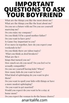 Boyfriend Questions, Questions To Ask Your Boyfriend, Relationship Lessons