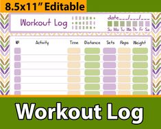 a workout log with the text 8x1 editable