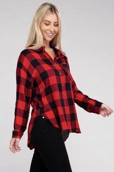 This classic plaid flannel shirt is a must-have for your wardrobe. Made with a button-down front for easy wear, it is the perfect way to stay cozy and warm in cooler weather. Its one chest pocket adds a touch of functionality and style. Timeless and versatile, it is designed for comfort and function. Made in china Classic Plaid Flannel Shirt Details : Style: Casual Print / Pattern: Plaid Silhouette: Shirt Fit: Regular Embellishment: Pocket Neck Line: Collar Sleeve: Long Sleeve Length: 26" & Long Everyday Plaid Flannel Tops, Plaid Tops For Everyday Winter Wear, Classic Plaid Flannel Shirt For Everyday, Plaid Flannel Shirt For Fall With Button Closure, Flannel Button-up Tops For Casual Gatherings, Fall Flannel Button-up Shirt For Casual Gatherings, Fall Casual Button-up Flannel Shirt, Fall Gingham Button-up Tops, Casual Fall Flannel Button-up Shirt