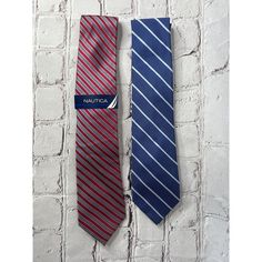 I Have A Nautica Set Of 2 100% Silk Mens Neck Ties New. One Has Its Tags And The Other Does Not, But Both Are New And Never Been Worn. The Red Tie Is 57 Long And 3.35 Wide The Blue Tie Is 56 Long And 3 Wide Returns Are Accepted Only If Tags Are Still Attached. Please Review All Pictures Carefully To Determine Item's Condition. Your Definition Of Like New, Excellent, Very Good, Good, Etc. May Differ From Mine So If You Have Any Questions, Please Message Me Before Purchasing. Smoke Free Home-All I Casual Standard Tie For Workwear, Casual Suit And Tie Accessories For Workwear, Casual Blue Ties For Workwear, Casual Blue Ties For Work, Flannel Tie, Blue And White Art, Diamond And Silk, Polka Dot Tie, Plaid Tie