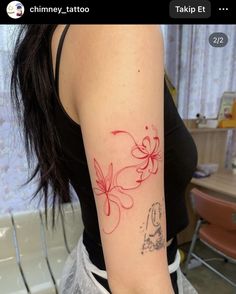 Red Lotus Tattoo, Fate Tattoo, Around Arm Tattoo, Sakura Tattoo, Red String Of Fate, Red Tattoo, Red Lotus, Red Ink Tattoos, Red Tattoos