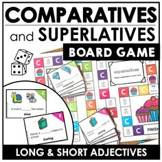 Adjectives : Comparative & Superlative Sentence Board Game - Hot Chocolate Teachables Irregular Adjectives, Comparative Superlative, Esl Vocabulary Games, Grammar Board, Comparative And Superlative Adjectives, Ell Activities, Comparative And Superlative, Making Sentences, Grammar Posters