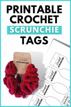 Scrunchie-Tags-Printable Crochet Tags And Labels, Scrunchie Tags, Crochet Tags, Printable Packaging, Scrunchies Crochet, Diy Hair Accessories Tutorial, Printable Crochet Patterns