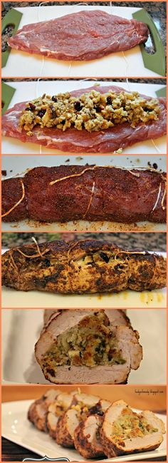 four different types of meats are shown in this collage with text overlay